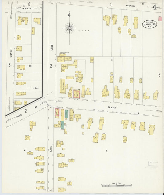 Sanborn Fire Insurance Map from Hamburg, Erie County, New York (1907), Sheet #0004 - Historic Sanborn Fire Insurance Map Print, vintage old map wall art, antique decor, genealogy gift, New York New York map