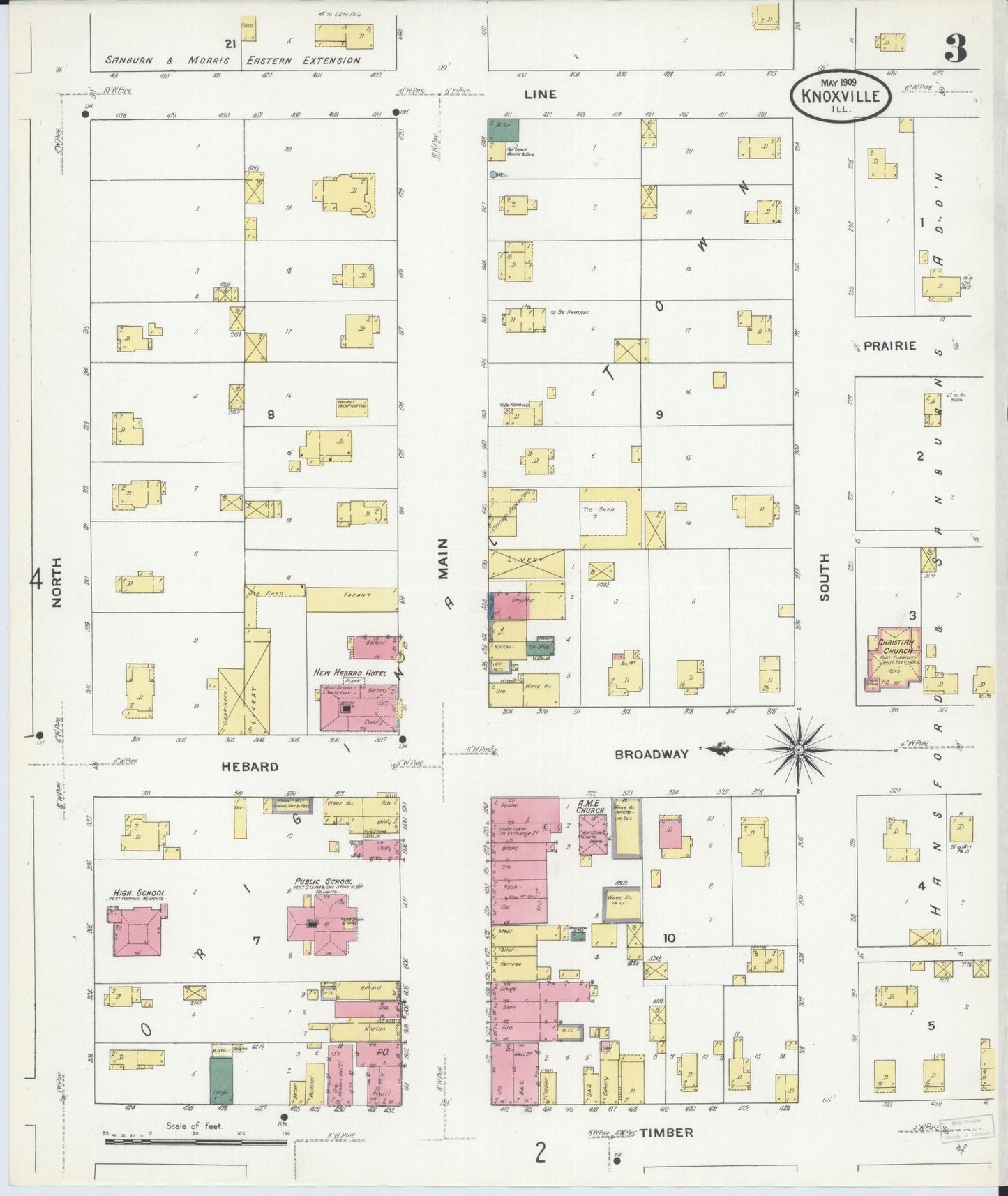 Sanborn Fire Insurance Map from Knoxville, Knox County, Illinois (1909), Sheet #0003 - Complete Map Set gallery image, historic Sanborn map, vintage wall art, Illinois Illinois
