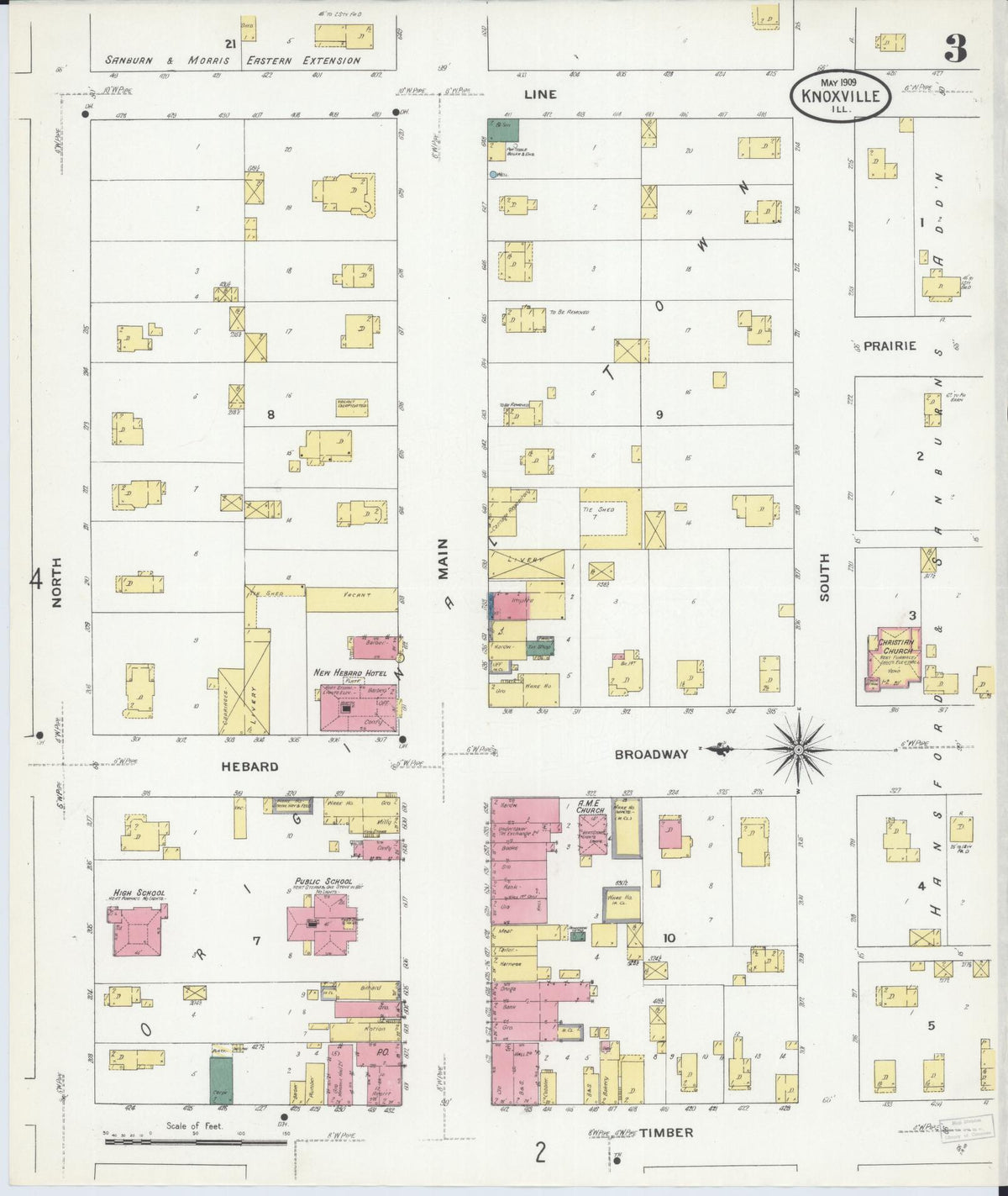 Sanborn Fire Insurance Map from Knoxville, Knox County, Illinois (1909), Sheet #0003 - Complete Map Set gallery image, historic Sanborn map, vintage wall art, Illinois Illinois
