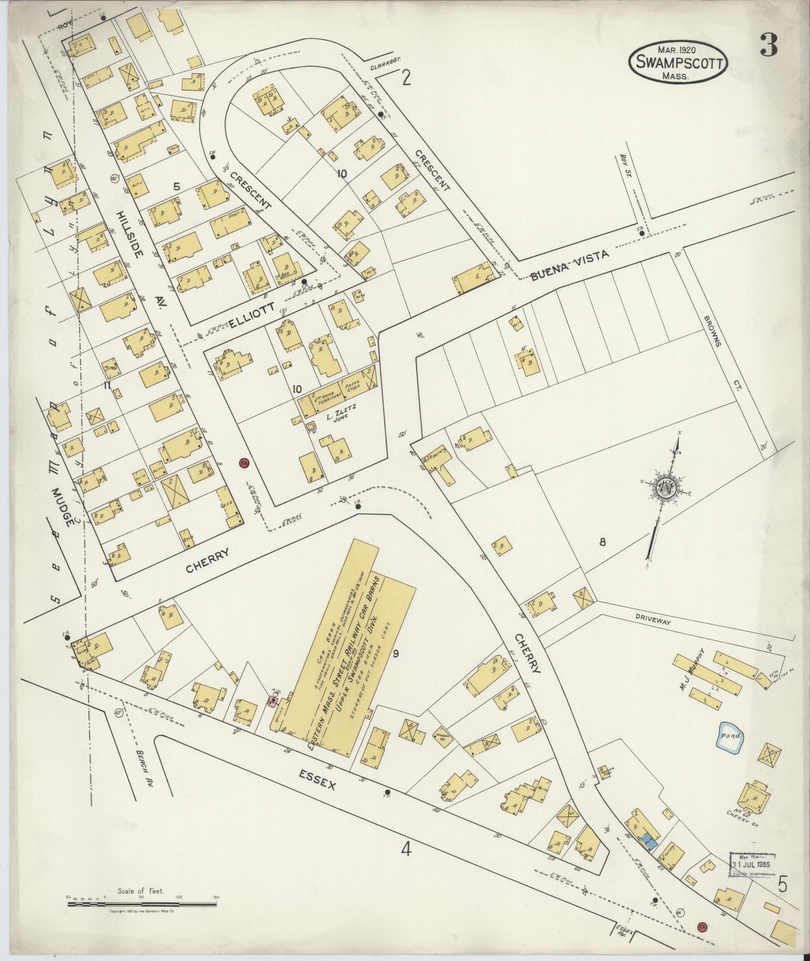 Sanborn Fire Insurance Map from Swampscott, Essex County, Massachusetts (1920), Sheet #0003 - Complete Map Set gallery image, historic Sanborn map, vintage wall art, Massachusetts Massachusetts