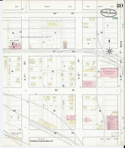 Sanborn Fire Insurance Map from Council Bluffs, Pottawattamie County, Iowa (1891), Sheet #0020 - Historic Sanborn Fire Insurance Map Print