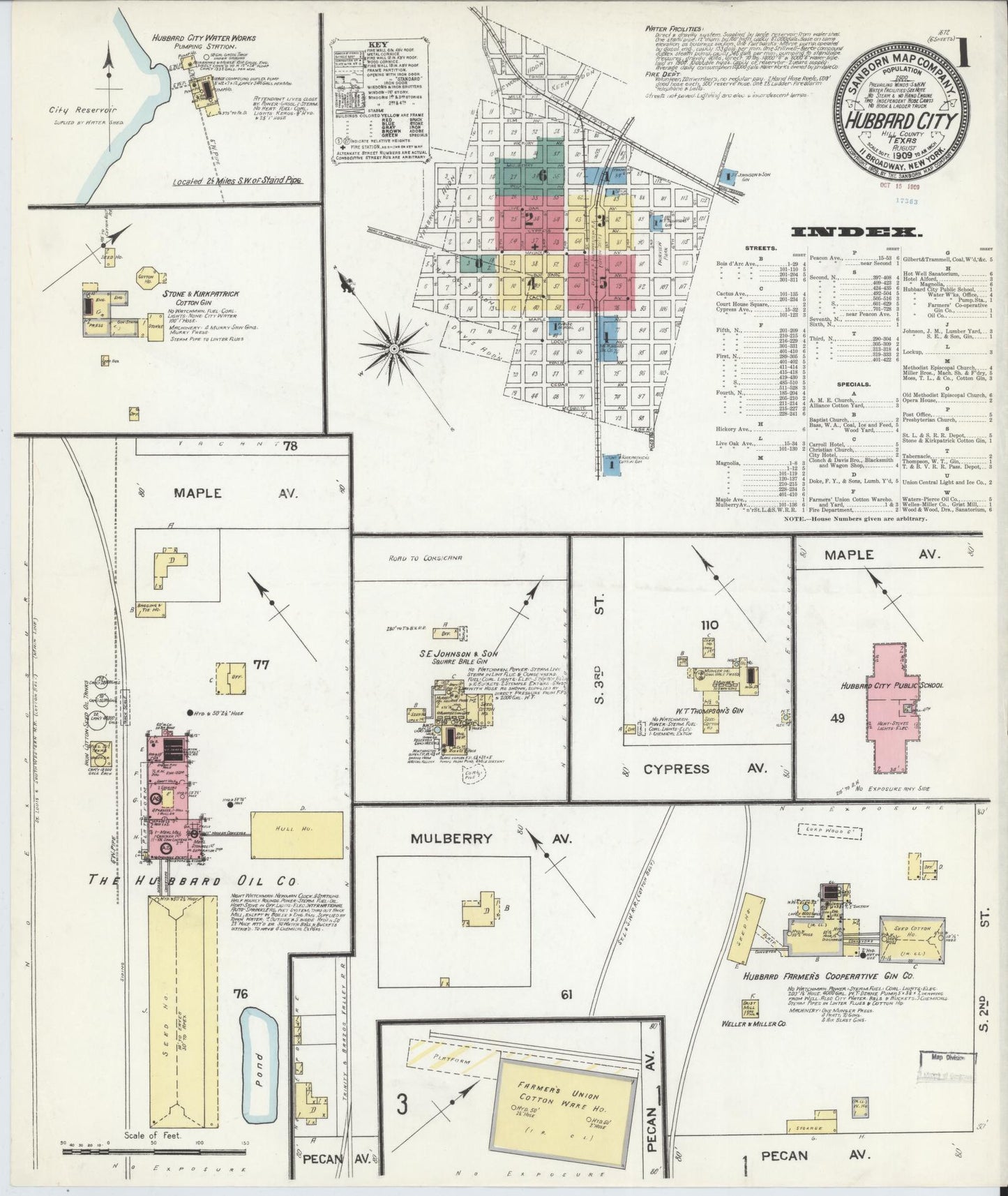 Sanborn Fire Insurance Map from Hubbard, Hill County, Texas. (1909) – Historic Sanborn Fire Insurance Map Print