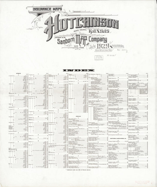 Sanborn Fire Insurance Map from Hutchinson, Reno County, Kansas. (1929) – Historic Sanborn Fire Insurance Map Print