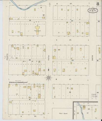 Sanborn Fire Insurance Map from Enid, Garfield County, Oklahoma (1895), Sheet #0008 - Complete Map Set gallery image, historic Sanborn map, vintage wall art, Oklahoma Oklahoma