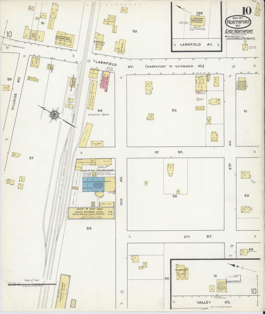 Sanborn Fire Insurance Map from Northport, Suffolk County, New York (1917), Sheet #0010 - Historic Sanborn Fire Insurance Map Print, vintage old map wall art, antique decor, genealogy gift, New York New York map