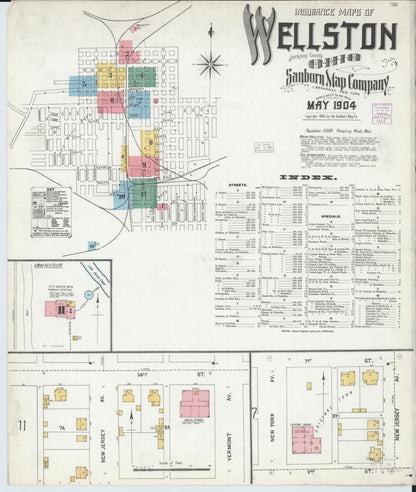 Sanborn Fire Insurance Map from Wellston, Jackson County, Ohio (1904), Sheet #0001 - Historic Sanborn Fire Insurance Map Print, vintage old map wall art, antique decor, genealogy gift, Ohio Ohio map