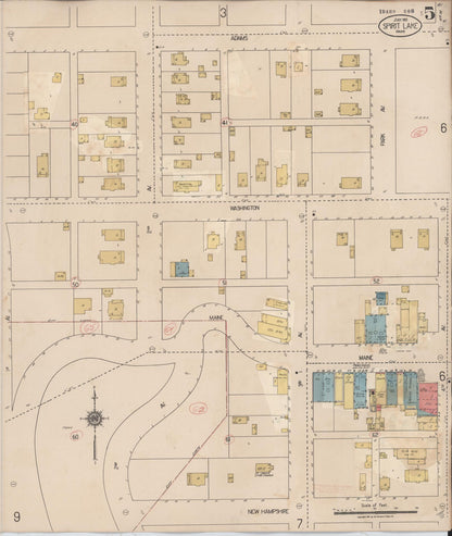 Sanborn Fire Insurance Map from Spirit Lake, Kootenai County, Idaho (1932), Sheet #0005 - Complete Map Set gallery image, historic Sanborn map, vintage wall art, Idaho Idaho