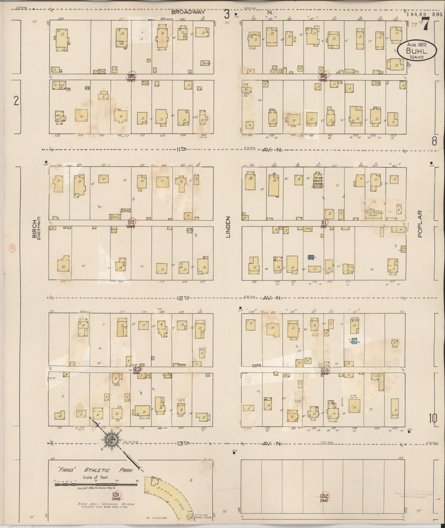 Sanborn Fire Insurance Map from Buhl, Twin Falls County, Idaho (1940), Sheet #0007 - Complete Map Set gallery image, historic Sanborn map, vintage wall art, Falls Idaho