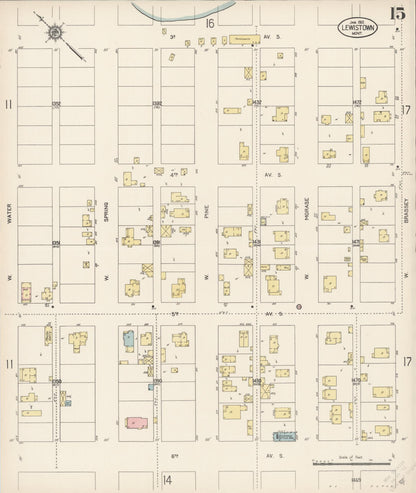 Sanborn Fire Insurance Map from Lewistown, Fergus County, Montana (1913), Sheet #0015 - Complete Map Set gallery image, historic Sanborn map, vintage wall art, Montana Montana