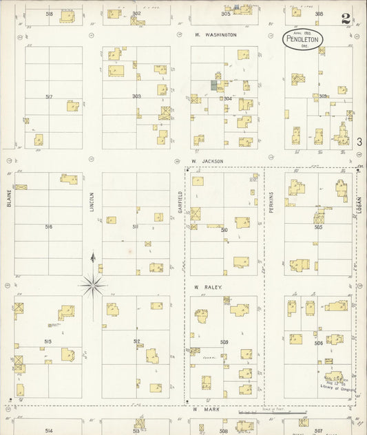Sanborn Fire Insurance Map from Pendleton, Umatilla County, Oregon (1903), Sheet #0002 - Historic Sanborn Fire Insurance Map Print, vintage old map wall art, antique decor, genealogy gift, Oregon Oregon map