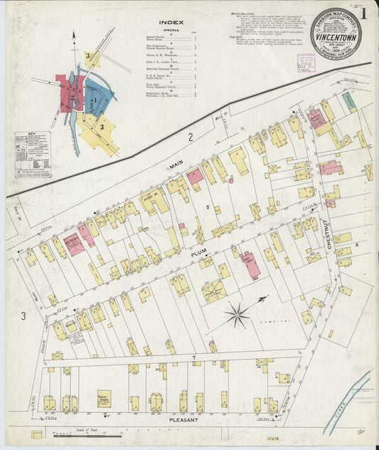 Sanborn Fire Insurance Map from Vincentown, Burlington County, New Jersey. (1908) – Historic Sanborn Fire Insurance Map Print