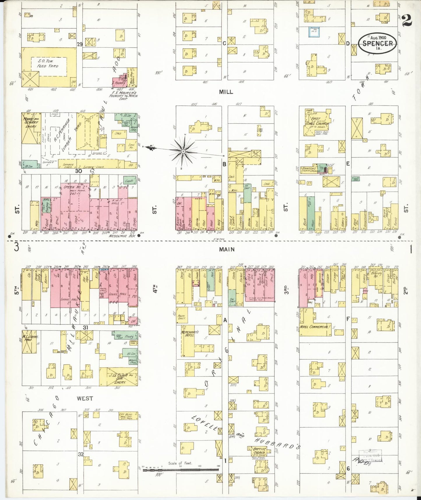 Sanborn Fire Insurance Map from Spencer, Clay County, Iowa (1900), Sheet #0002 - Historic Sanborn Fire Insurance Map Print