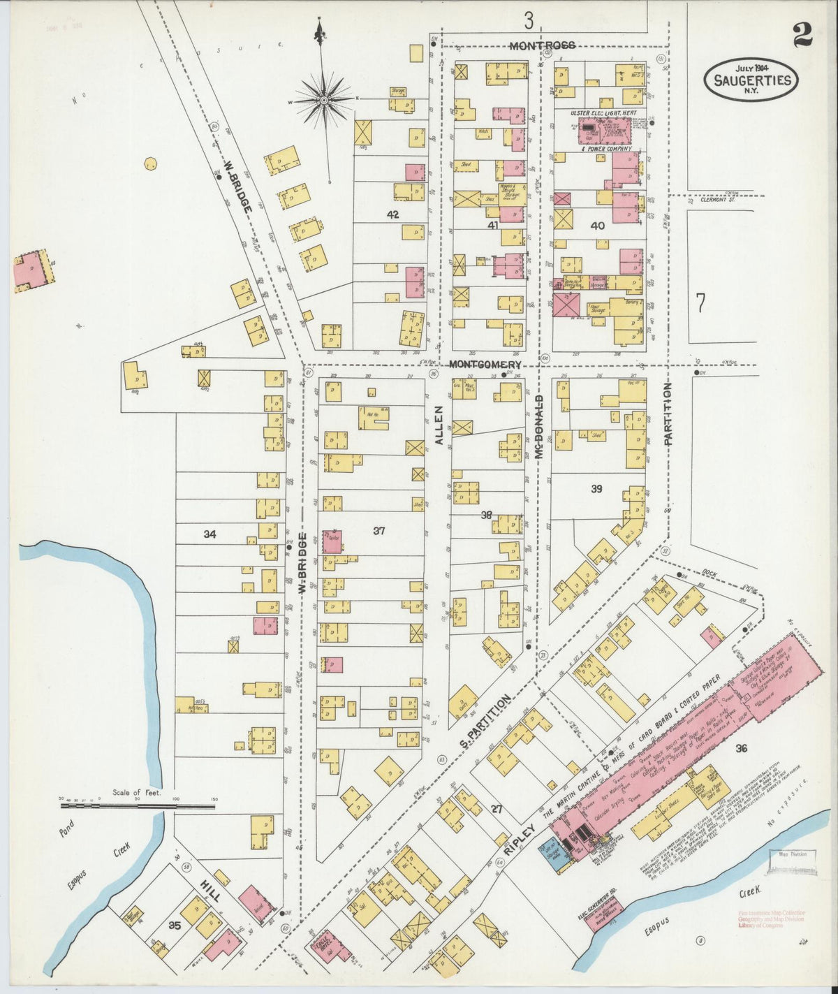 Sanborn Fire Insurance Map from Saugerties, Ulster County, New York (1904), Sheet #0002 - Complete Map Set gallery image, historic Sanborn map, vintage wall art, New York New York