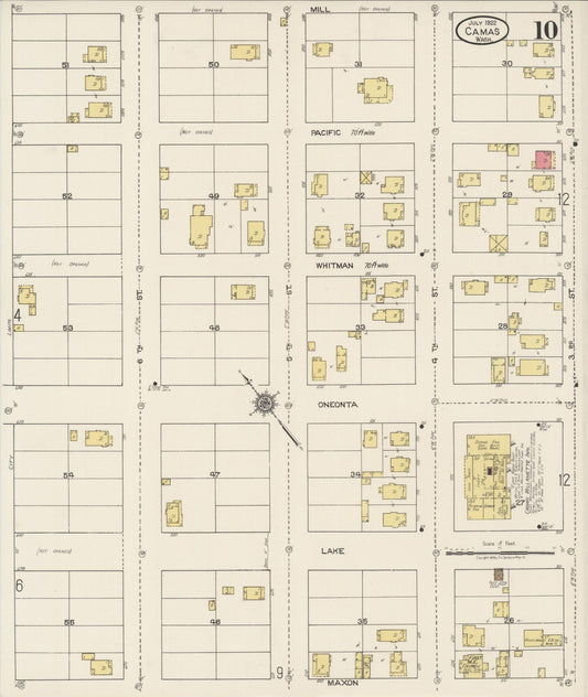 Sanborn Fire Insurance Map from Camas, Clark County, Washington (1922), Sheet #0010 - Historic Sanborn Fire Insurance Map Print, vintage old map wall art, antique decor, genealogy gift, Washington Washington map