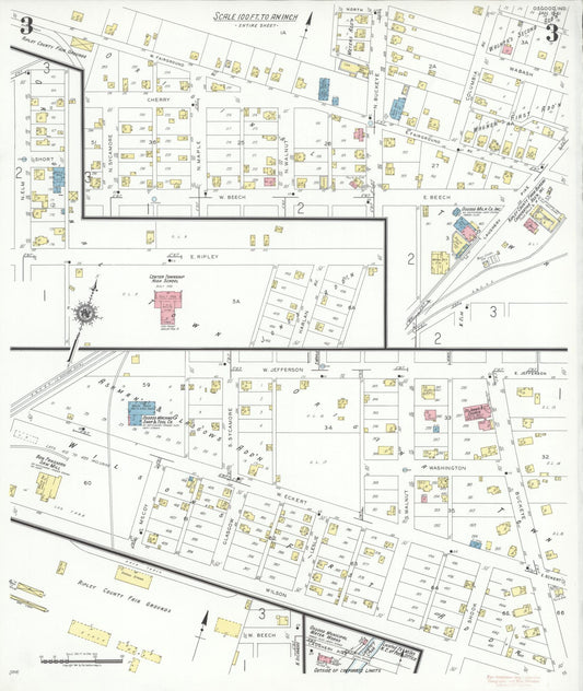 Sanborn Fire Insurance Map from Osgood, Ripley County, Indiana (1941), Sheet #0003 - Historic Sanborn Fire Insurance Map Print, vintage old map wall art, antique decor, genealogy gift, Indiana Indiana map