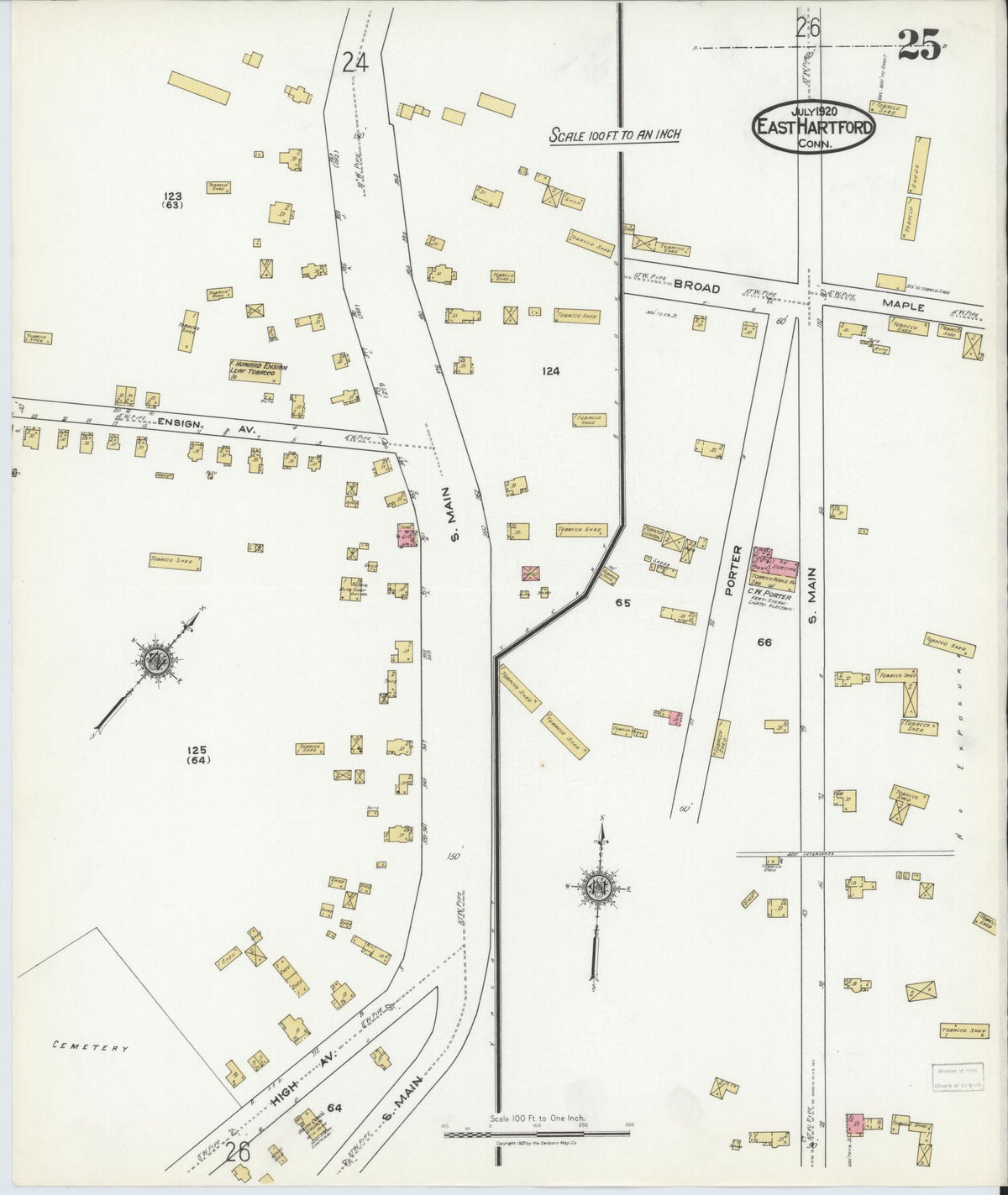 Sanborn Fire Insurance Map from East Hartford, Hartford County, Connecticut (1920), Sheet #0025 - Historic Sanborn Fire Insurance Map Print, vintage old map wall art, antique decor, genealogy gift, Connecticut Connecticut map
