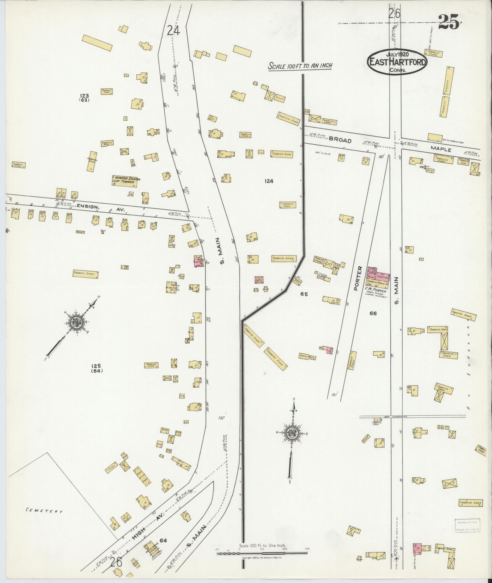 Sanborn Fire Insurance Map from East Hartford, Hartford County, Connecticut (1920), Sheet #0025 - Historic Sanborn Fire Insurance Map Print, vintage old map wall art, antique decor, genealogy gift, Connecticut Connecticut map