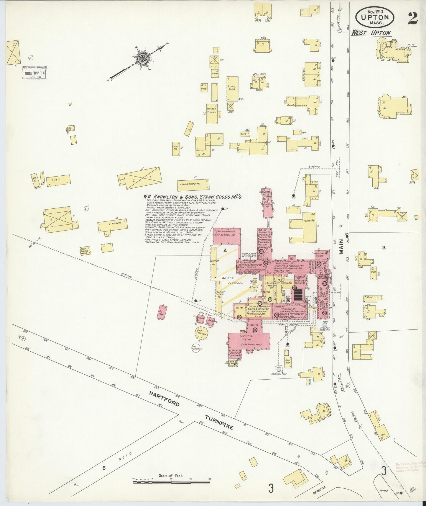 Sanborn Fire Insurance Map from Upton, Worcester County, Massachusetts (1910), Sheet #0002 - Historic Sanborn Fire Insurance Map Print, vintage old map wall art, antique decor, genealogy gift, Massachusetts Massachusetts map