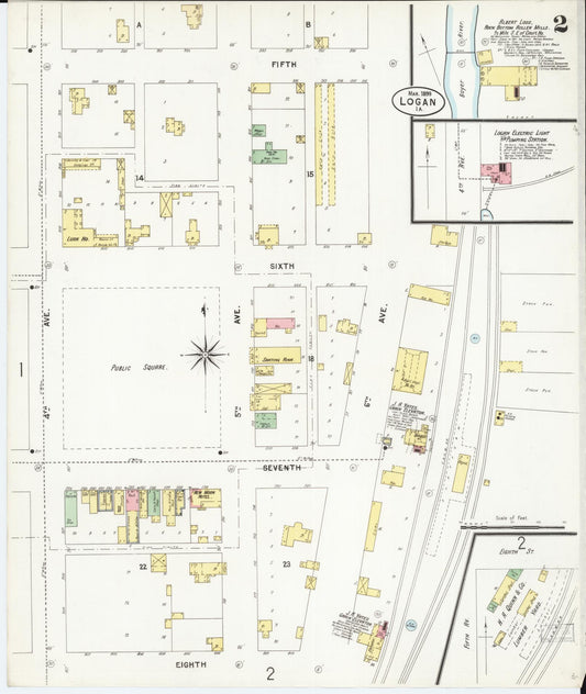 Sanborn Fire Insurance Map from Logan, Harrison County, Iowa (1899), Sheet #0002 - Historic Sanborn Fire Insurance Map Print, vintage old map wall art