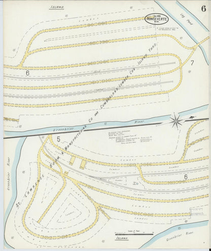 Sanborn Fire Insurance Map from Ronceverte, Greenbrier County, West Virginia (1898), Sheet #0006 - Complete Map Set gallery image, historic Sanborn map, vintage wall art, West Virginia West Virginia