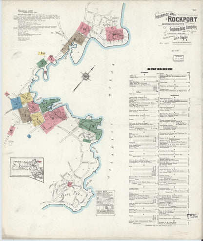Sanborn Fire Insurance Map from Rockport, Essex County, Massachusetts (1917), Sheet #0001 - Complete Map Set gallery image, historic Sanborn map, vintage wall art, Massachusetts Massachusetts