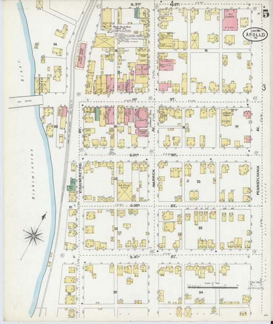 Sanborn Fire Insurance Map from Apollo, Armstrong County, Pennsylvania (1904), Sheet #0005 - Historic Sanborn Fire Insurance Map Print, vintage old map wall art, antique decor, genealogy gift, Pennsylvania Pennsylvania map