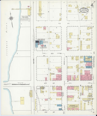 Sanborn Fire Insurance Map from Lacon, Marshall County, Illinois (1913), Sheet #0004 - Historic Sanborn Fire Insurance Map Print, vintage old map wall art, antique decor, genealogy gift, Illinois Illinois map
