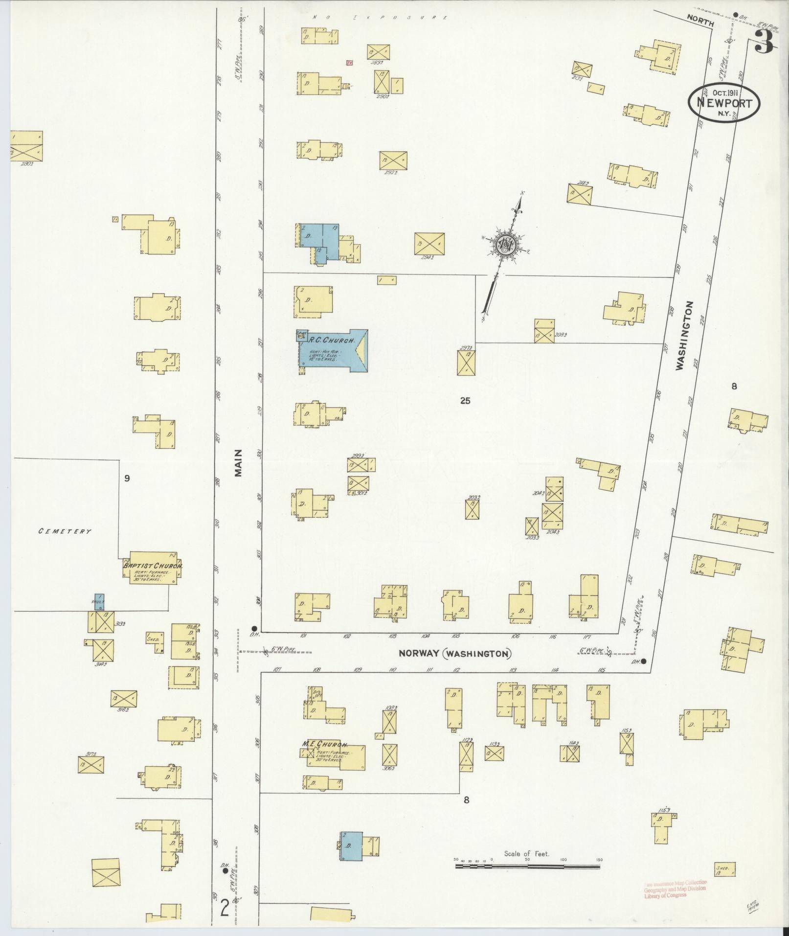 Sanborn Fire Insurance Map from Newport, Herkimer County, New York (1911), Sheet #0003 - Historic Sanborn Fire Insurance Map Print, vintage old map wall art, antique decor, genealogy gift, New York New York map