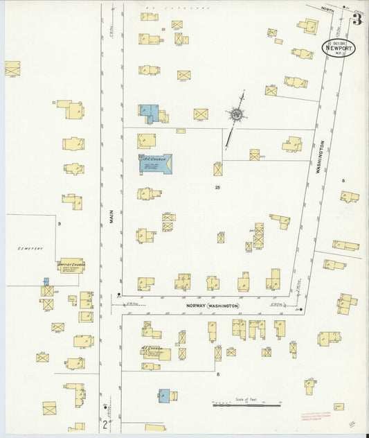 Sanborn Fire Insurance Map from Newport, Herkimer County, New York (1911), Sheet #0003 - Historic Sanborn Fire Insurance Map Print, vintage old map wall art, antique decor, genealogy gift, New York New York map