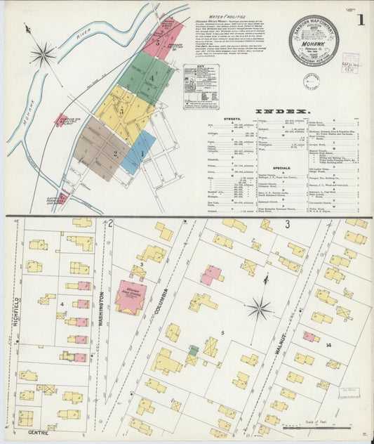 Sanborn Fire Insurance Map from Mohawk, Herkimer County, New York (1902), Sheet #0001 - Historic Sanborn Fire Insurance Map Print, vintage old map wall art, antique decor, genealogy gift, New York New York map