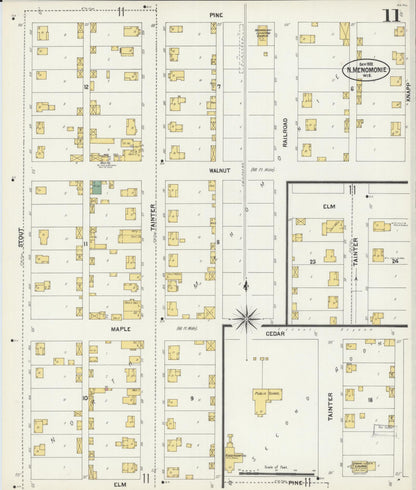 Sanborn Fire Insurance Map from Menomonie, Dunn County, Wisconsin (1902), Sheet #0011 - Complete Map Set gallery image, historic Sanborn map, vintage wall art, Wisconsin Wisconsin