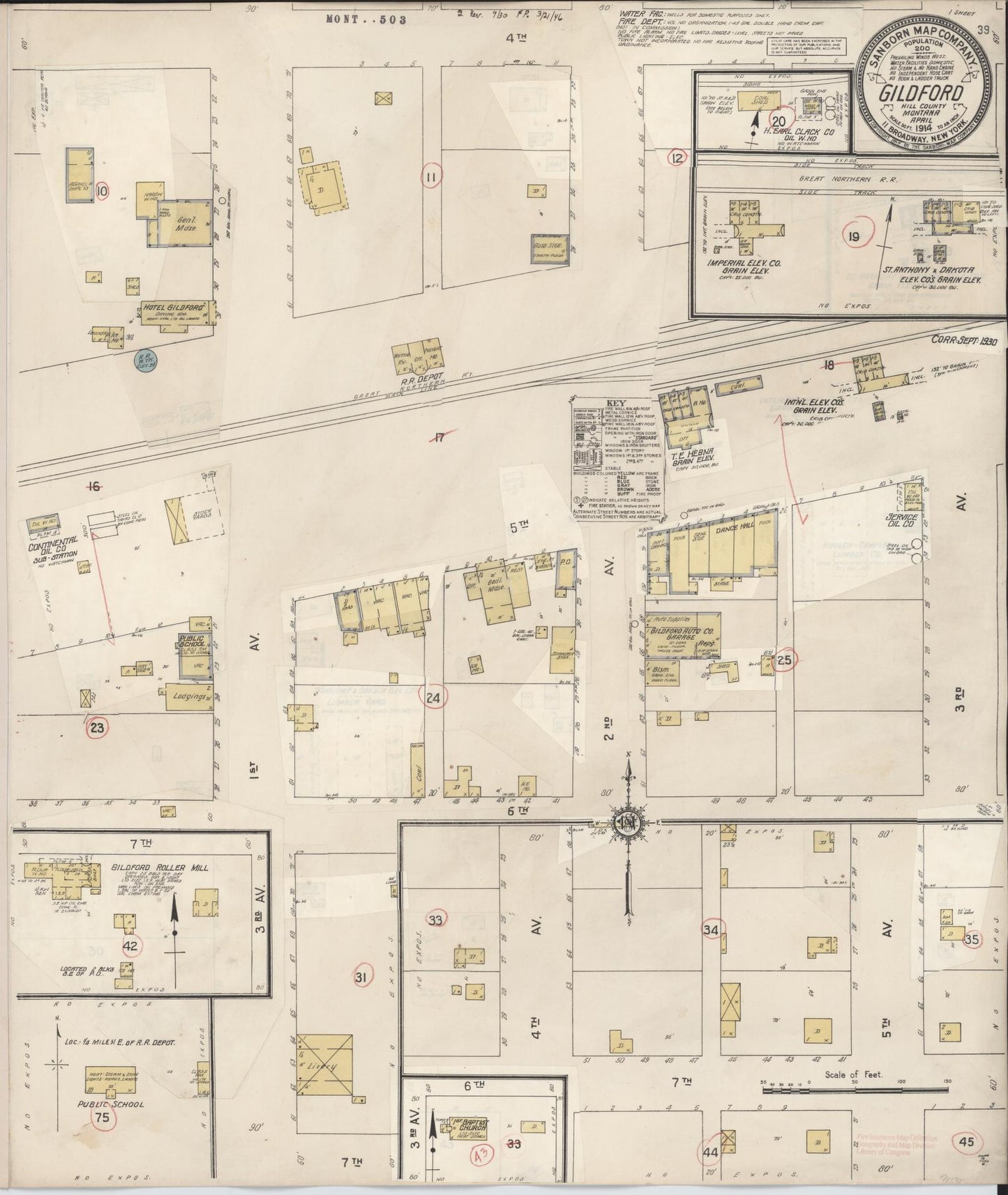 Sanborn Fire Insurance Map from Gildford, Hill County, Montana. (1930) – Historic Sanborn Fire Insurance Map Print