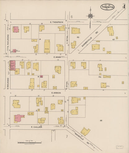 Sanborn Fire Insurance Map from Thomaston, Upson County, Georgia (1921), Sheet #0004 - Complete Map Set gallery image, historic Sanborn map, vintage wall art, Georgia Georgia