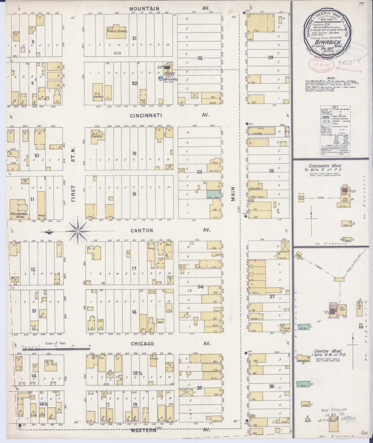 Sanborn Fire Insurance Map from Biwabik, Saint Louis County, Minnesota (1897), Sheet #0001 - Historic Sanborn Fire Insurance Map Print, vintage old map wall art, antique decor, genealogy gift, Minnesota Minnesota map