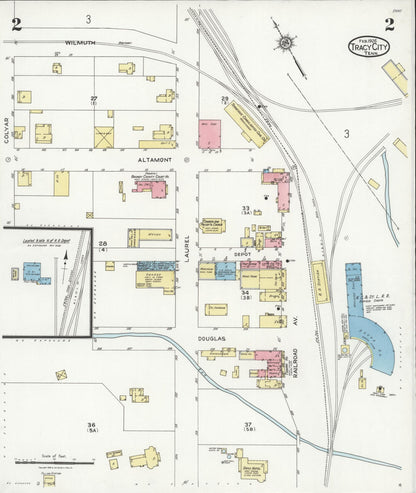 Sanborn Fire Insurance Map from Tracy City, Grundy County, Tennessee (1926), Sheet #0002 - Complete Map Set gallery image, historic Sanborn map, vintage wall art, Tennessee Tennessee