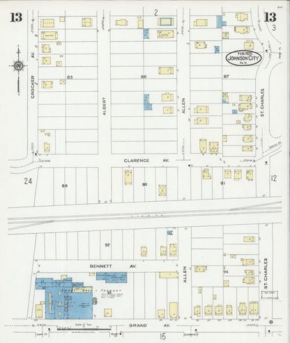 Sanborn Fire Insurance Map from Johnson City, Broome County, New York (1925), Sheet #0013 - Complete Map Set gallery image, historic Sanborn map, vintage wall art, New York New York