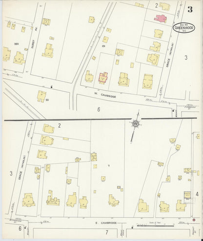 Sanborn Fire Insurance Map from Greenwood, Greenwood County, South Carolina (1913), Sheet #0003 - Complete Map Set gallery image, historic Sanborn map, vintage wall art, South Carolina South Carolina