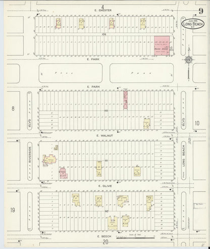 Sanborn Fire Insurance Map from Long Beach, Nassau County, New York (1914), Sheet #0009 - Complete Map Set gallery image, historic Sanborn map, vintage wall art, New York New York