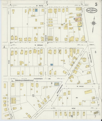 Sanborn Fire Insurance Map from Paulsboro, Gloucester County, New Jersey (1915), Sheet #0005 - Historic Sanborn Fire Insurance Map Print, vintage old map wall art, antique decor, genealogy gift, New Jersey New Jersey map