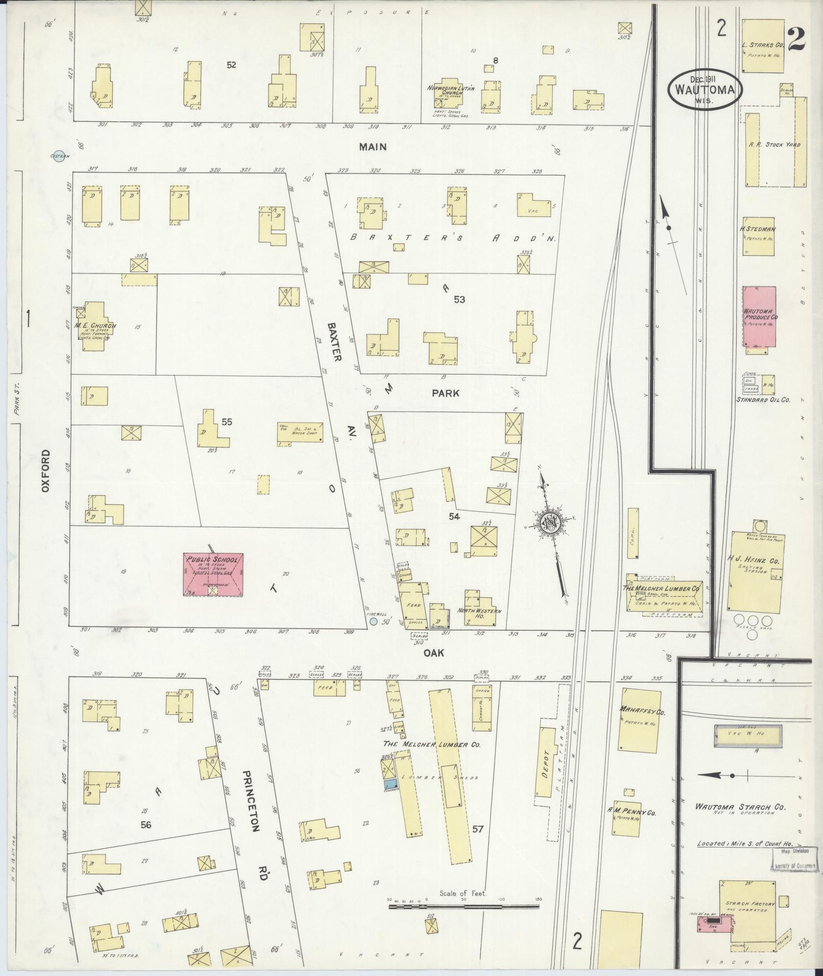 Sanborn Fire Insurance Map from Wautoma, Waushara County, Wisconsin (1911), Sheet #0002 - Complete Map Set gallery image, historic Sanborn map, vintage wall art, Wisconsin Wisconsin