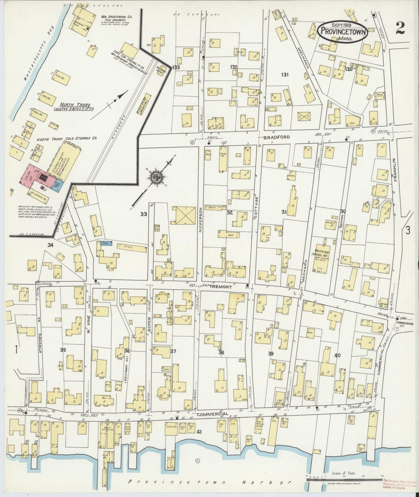 Sanborn Fire Insurance Map from Provincetown, Barnstable County, Massachusetts (1919), Sheet #0002 - Complete Map Set gallery image, historic Sanborn map, vintage wall art, Massachusetts Massachusetts