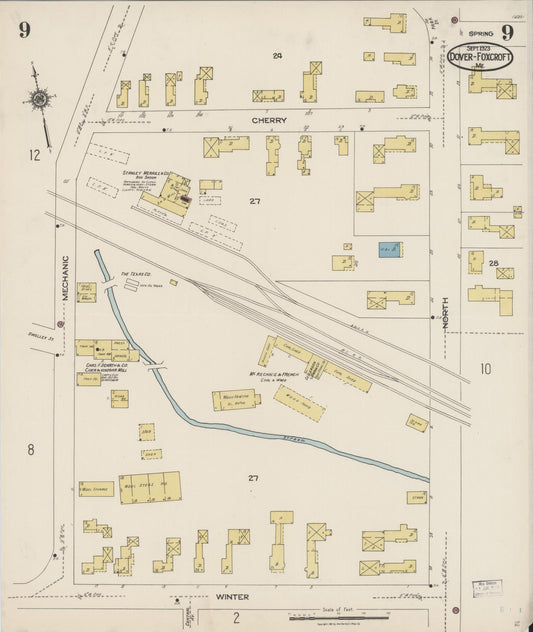 Sanborn Fire Insurance Map from Dover, Piscataguis County, Maine (1923), Sheet #0009 - Historic Sanborn Fire Insurance Map Print, vintage old map wall art, antique decor, genealogy gift, Maine Maine map