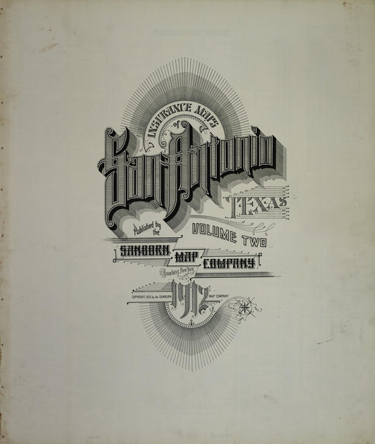 Sanborn Fire Insurance Map from San Antonio, Bexar County, Texas (1912), Sheet #0001 - Historic Sanborn Fire Insurance Map Print, vintage old map wall art, antique decor, genealogy gift, Texas Texas map