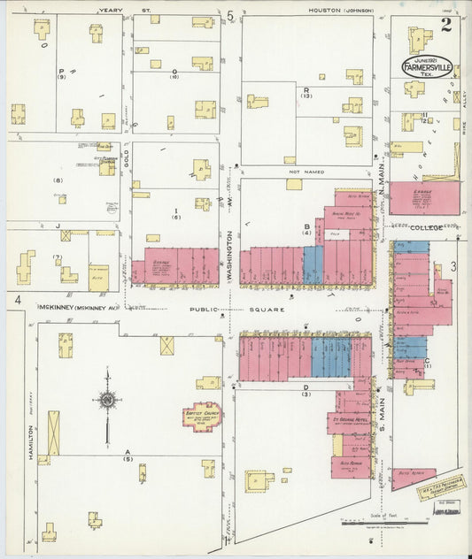 Sanborn Fire Insurance Map from Farmersville, Collin County, Texas (1921), Sheet #0002 - Historic Sanborn Fire Insurance Map Print, vintage old map wall art, antique decor, genealogy gift, Texas Texas map