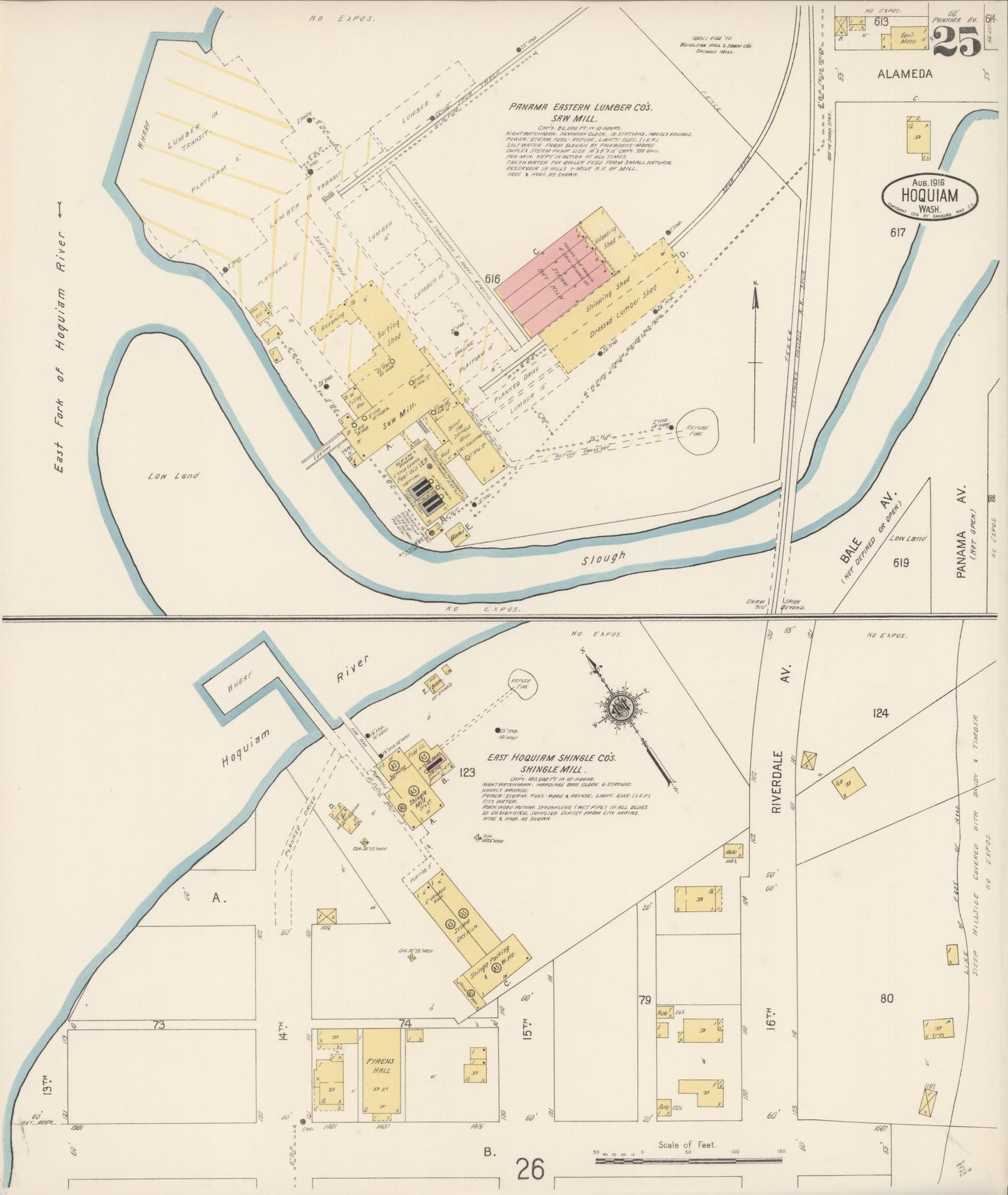 Sanborn Fire Insurance Map from Hoquiam, Grays Harbor County, Washington (1916), Sheet #0025 - Complete Map Set gallery image, historic Sanborn map, vintage wall art, Washington Washington