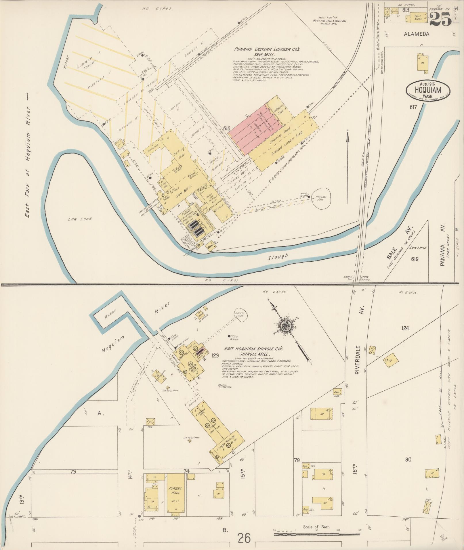 Sanborn Fire Insurance Map from Hoquiam, Grays Harbor County, Washington (1916), Sheet #0025 - Complete Map Set gallery image, historic Sanborn map, vintage wall art, Washington Washington