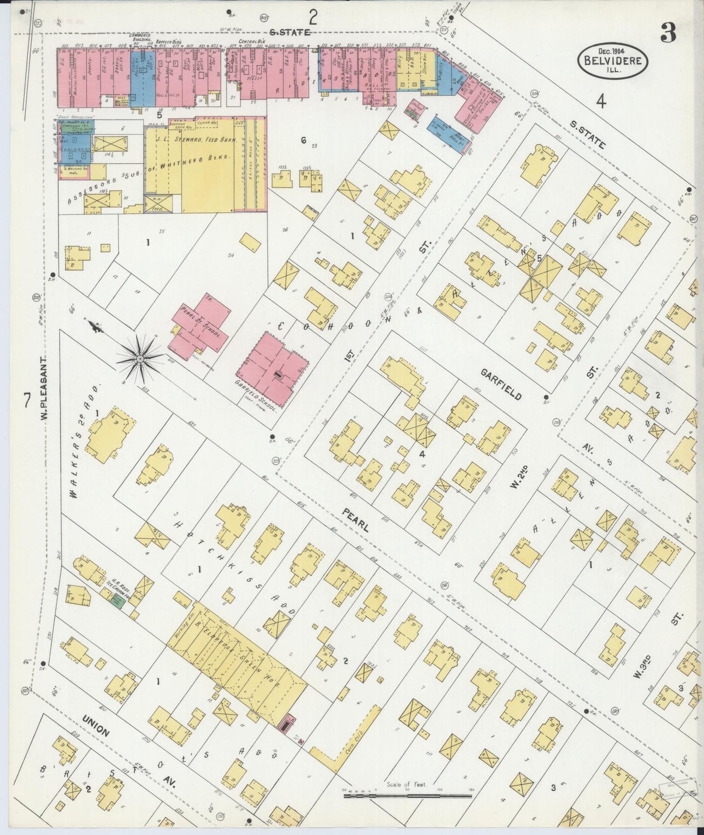 Sanborn Fire Insurance Map from Belvidere, Boone County, Illinois (1904), Sheet #0003 - Complete Map Set gallery image, historic Sanborn map, vintage wall art, Illinois Illinois
