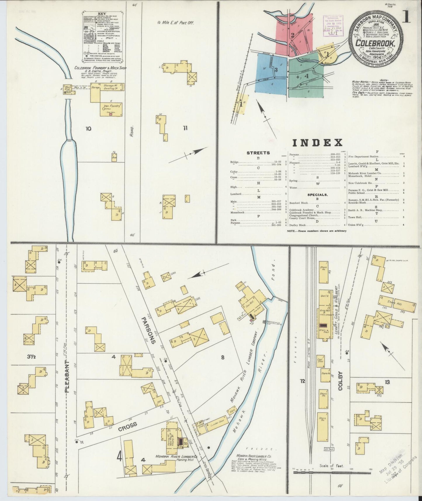 Sanborn Fire Insurance Map from Colebrook, Coos County, New Hampshire. (1904) – Historic Sanborn Fire Insurance Map Print