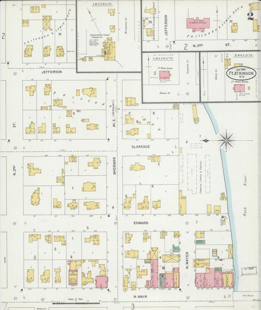 Sanborn Fire Insurance Map from Fort Atkinson, Jefferson County, Wisconsin (1904), Sheet #0002 - Historic Sanborn Fire Insurance Map Print, vintage old map wall art, antique decor, genealogy gift, Wisconsin Wisconsin map