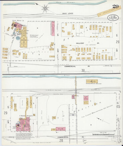 Sanborn Fire Insurance Map from Cairo, Alexander County, Illinois (1907), Sheet #0029 - Historic Sanborn Fire Insurance Map Print, vintage old map wall art, antique decor, genealogy gift, Illinois Illinois map